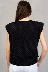 Maglia in viscosa con strass e giromanica ampio