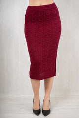 Completo filo treccia maglia con gonna lunghette