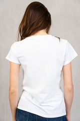 T-shirt in Cotone Elasticizzato con Stampa Orsetto Chic Blu