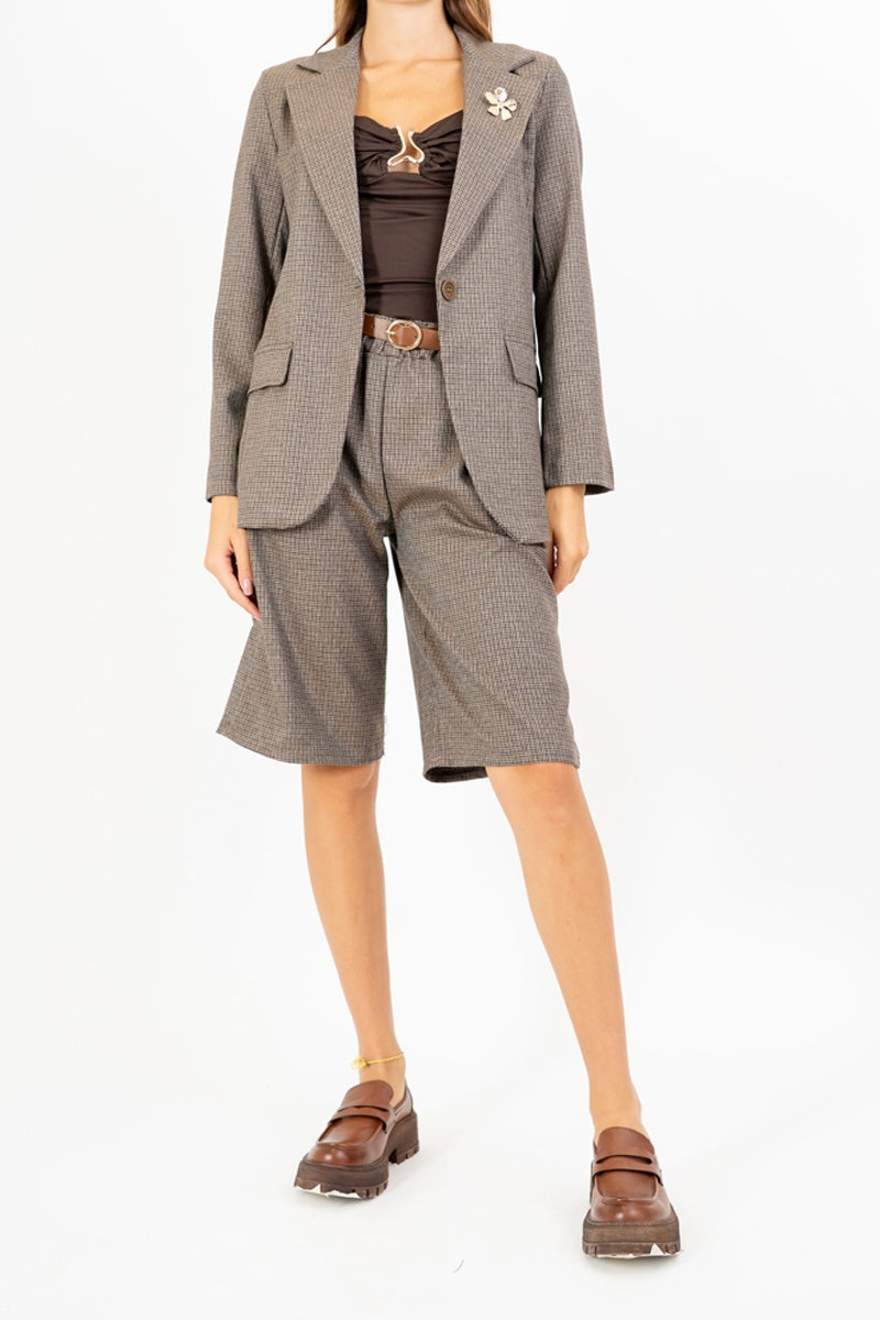 Giacca London Check con spilla.