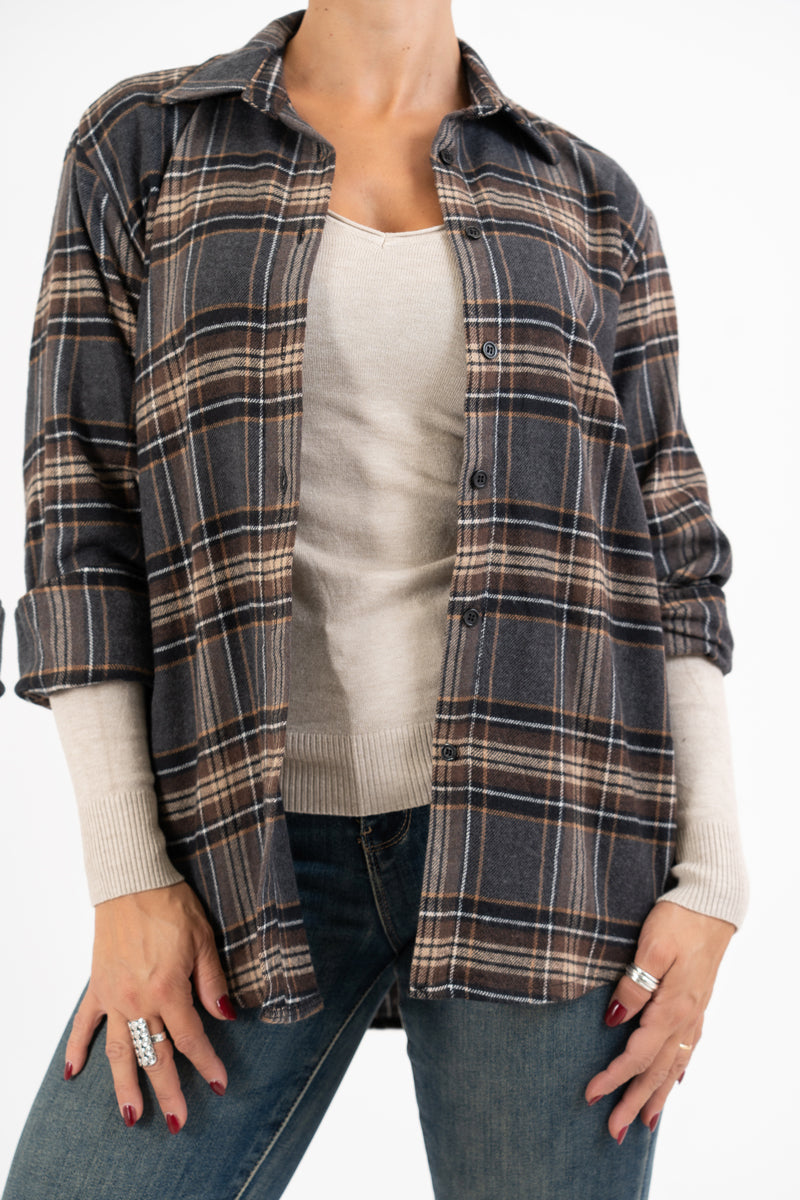 Camicia Over in Flanella Rusty Check