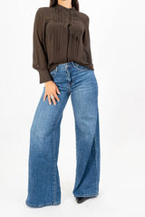 Jeans flare soft-touch denim blu.