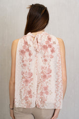 Top senza maniche in georgette fantasia