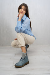 Camicia in Georgette Velata con Arriccio Centrale