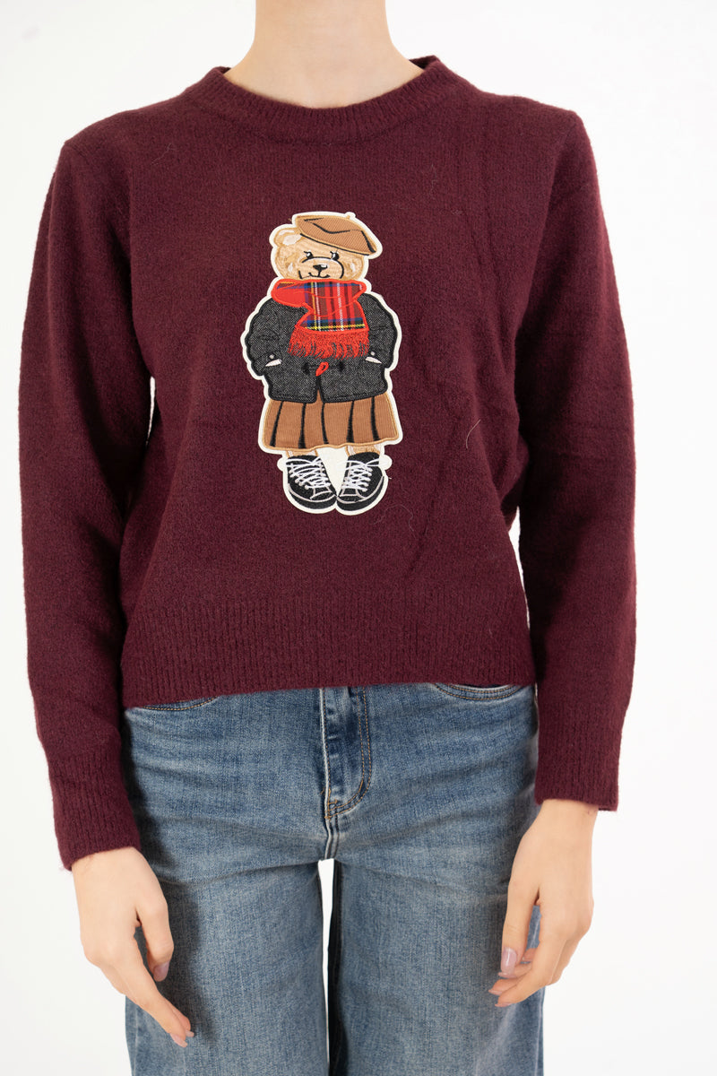 Maglioncino Teddy Chic con toppa ricamata