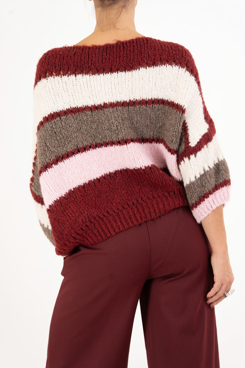 Maglione ColorWave a righe in misto lana