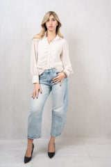 Camicia in Georgette Velata con Arriccio Centrale