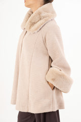 Mantella Velvet Fur in chenille con collo in eco pelliccia