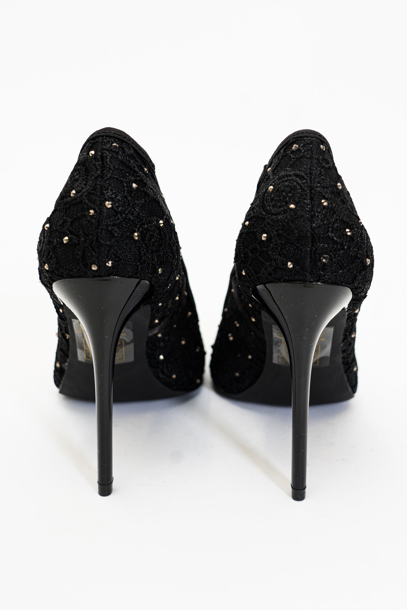 Décolleté Elegante in Pizzo Nero con Strass