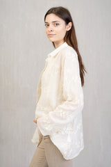 Camicia Ricamata in Cotone fiori e trecce