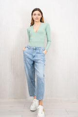 Body Maglina Elasticizzata con Scollo Profondo Tiffany