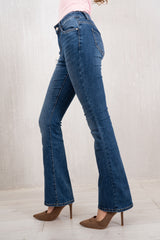 Jeans Flare Elasticizzato Denim Scuro