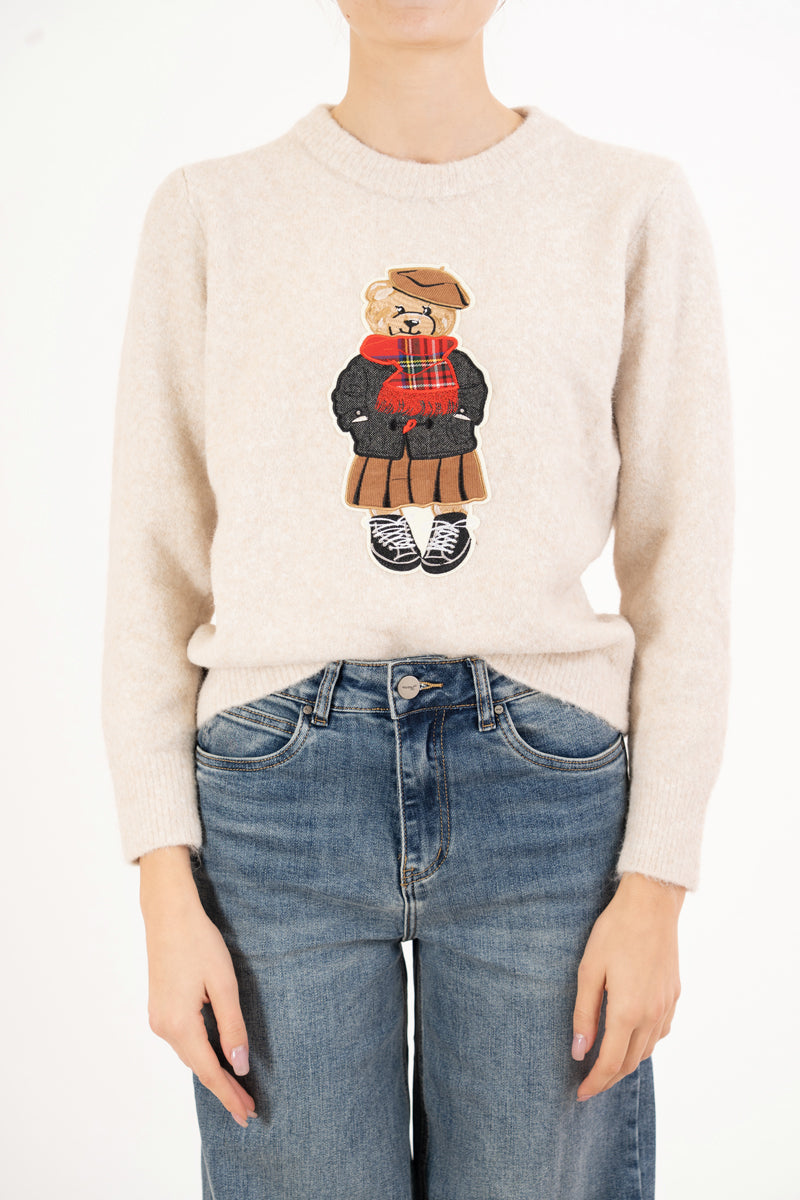 Maglioncino Teddy Chic con toppa ricamata