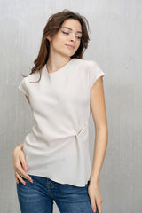 Maglia in Tela Effetto Seta Beige