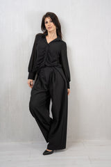 Camicia in Georgette Velata con Arriccio Centrale
