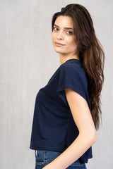 Maglia crop quadrata viscosa leggera