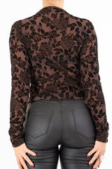 Maglia Velvet Bloom semitrasparente in lurex floccato