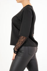 Maglia Lace Layer over con maniche in pizzo