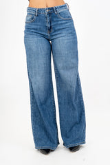 Jeans flare soft-touch denim blu.