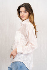 Camicia Over in Tessuto Leggero e Velato Rosa Cipra
