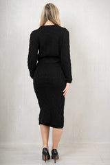 Completo filo treccia maglia con gonna lunghette