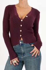 Cardigan Lace Gold in costina con pizzo