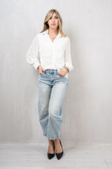 Camicia in Georgette Velata con Arriccio Centrale