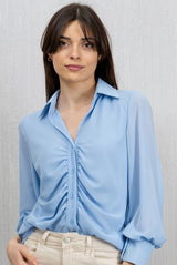 Camicia in Georgette Velata con Arriccio Centrale