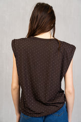Maglia in viscosa con strass e giromanica ampio
