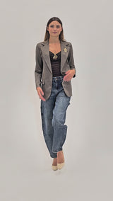 Giacca London Check con spilla.