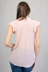 Rouches Mood – Blusa in georgette con bottoncini tono su tono