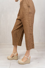 Pantagonna in 100% lino con elastico in vita
