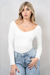 Body Basic Elasticizzato con Scollo Ampio