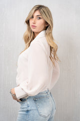 Camicia in Georgette Velata con Arriccio Centrale