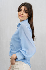 Camicia in Georgette Velata con Arriccio Centrale