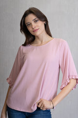 Maglia ampia in viscosa con volant