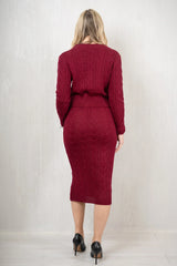 Completo filo treccia maglia con gonna lunghette