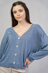 Cardigan leggero con filo lurex