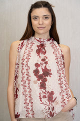Top senza maniche in georgette fantasia