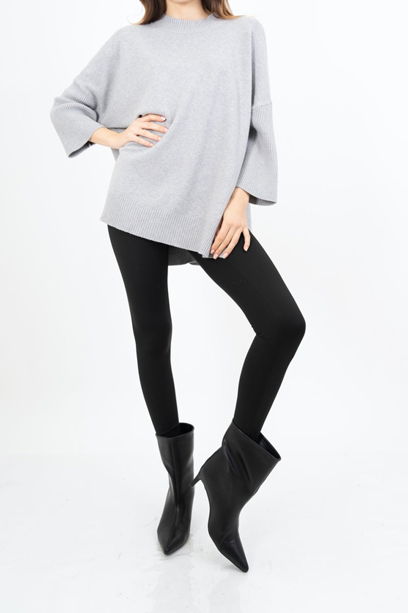 modella indossando Leggings donna a baschina alta elasticizzati – Nero colore Nero