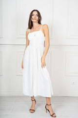 Abito lungo bustier in tela leggera con spalline regolabili Amalfi