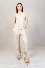 Pantagonna in 100% lino con elastico in vita