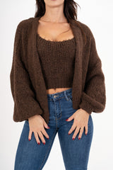 Twin set in maglia spessa con top e cardigan ampio