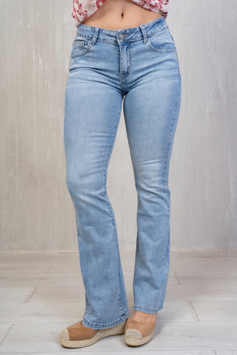 Jeans Flare Denim Chiaro a Zampa