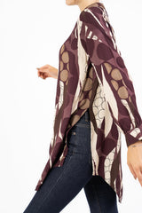 Camicia lunga in viscosa GeoFusion con collo coreano