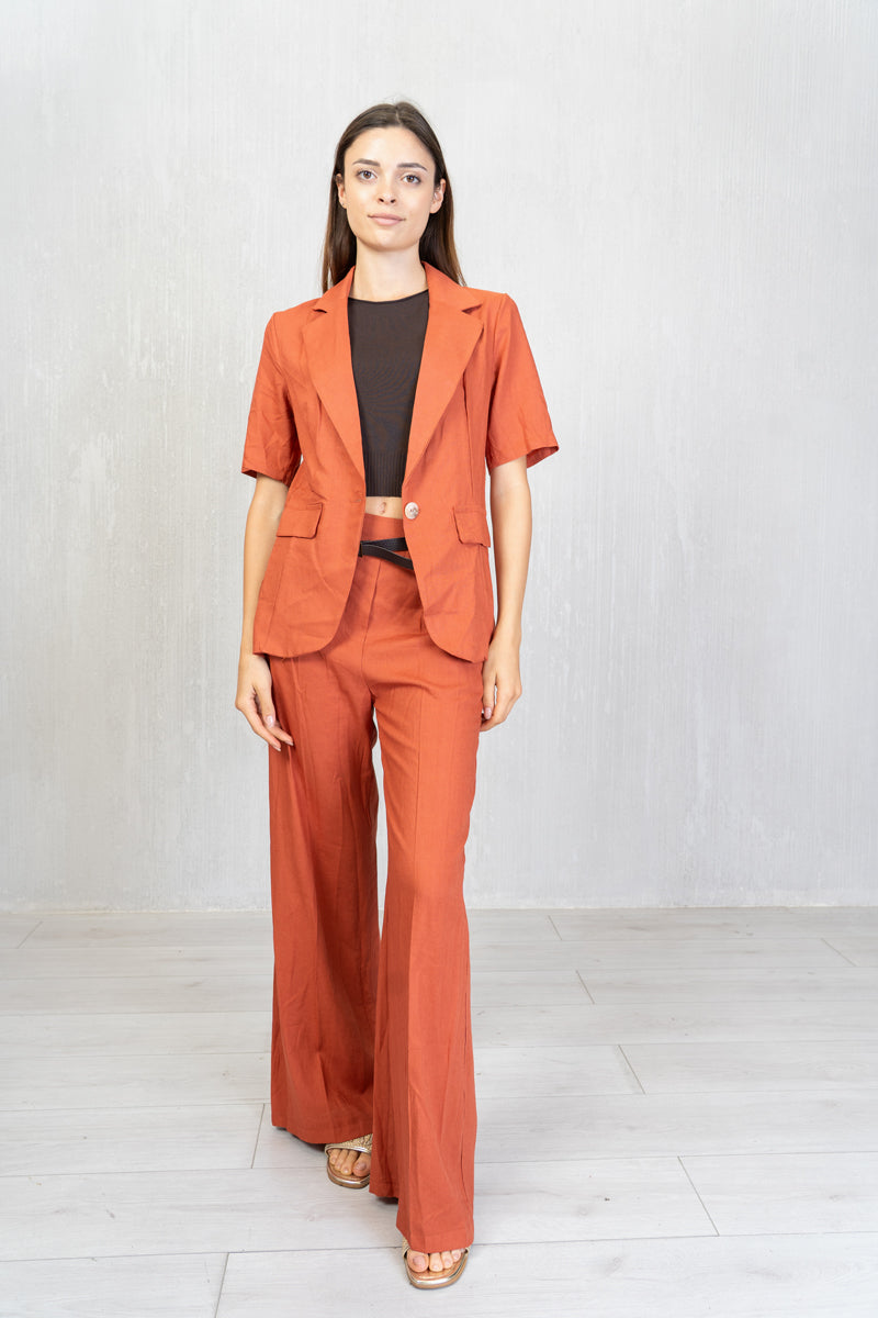 Pantalone palazzo misto lino