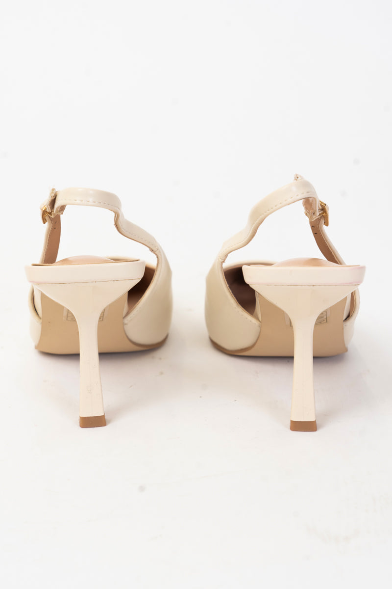 Décolleté slingback a punta Beige Raffinato