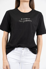 T-shirt scritta cotone “Di mattina...”.