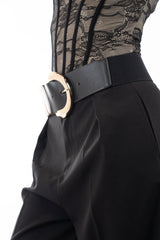 Cintura elastica larga con doppia fibbia decorativa in metallo