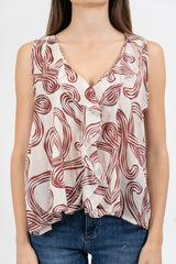 Blusa fantasia Onde Grafiche con balze in cotone.